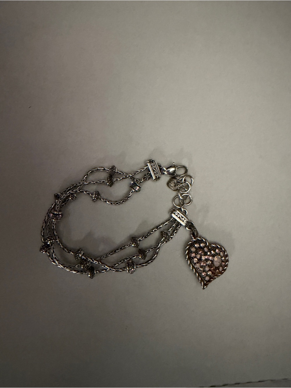 Brighton Power Of Pink Silver Plated Bracelet Breast Cancer Awareness Ribbon.